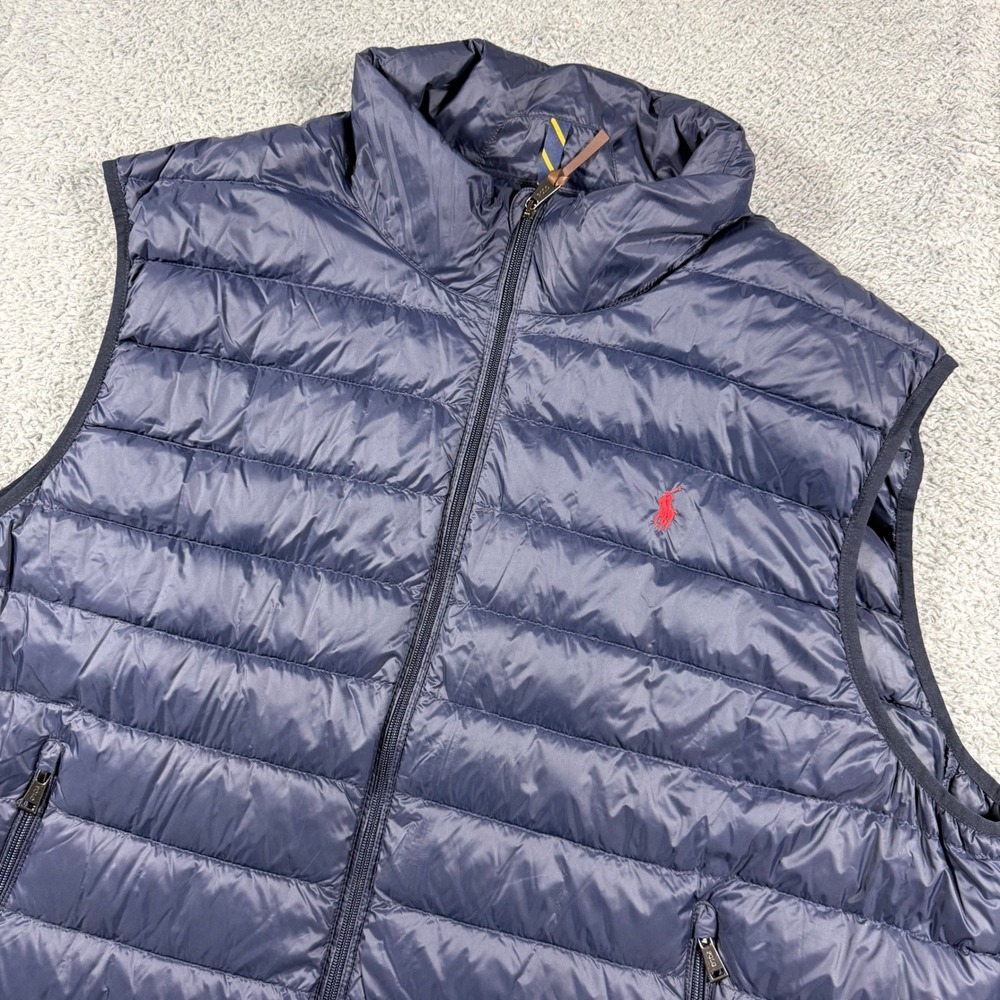 Polo Ralph Lauren Puffer Vest Mens 3XB Navy Blue Down Filled Quilted Gilet - Picture 2 of 8